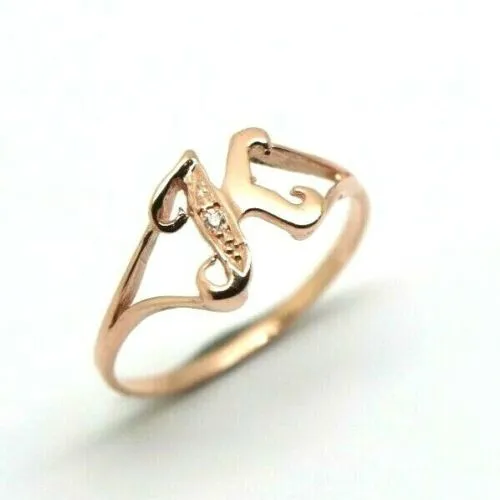 Kaedesigns Solid 9ct Rose Gold Diamond Set Small Delicate Initial Ring Letter K