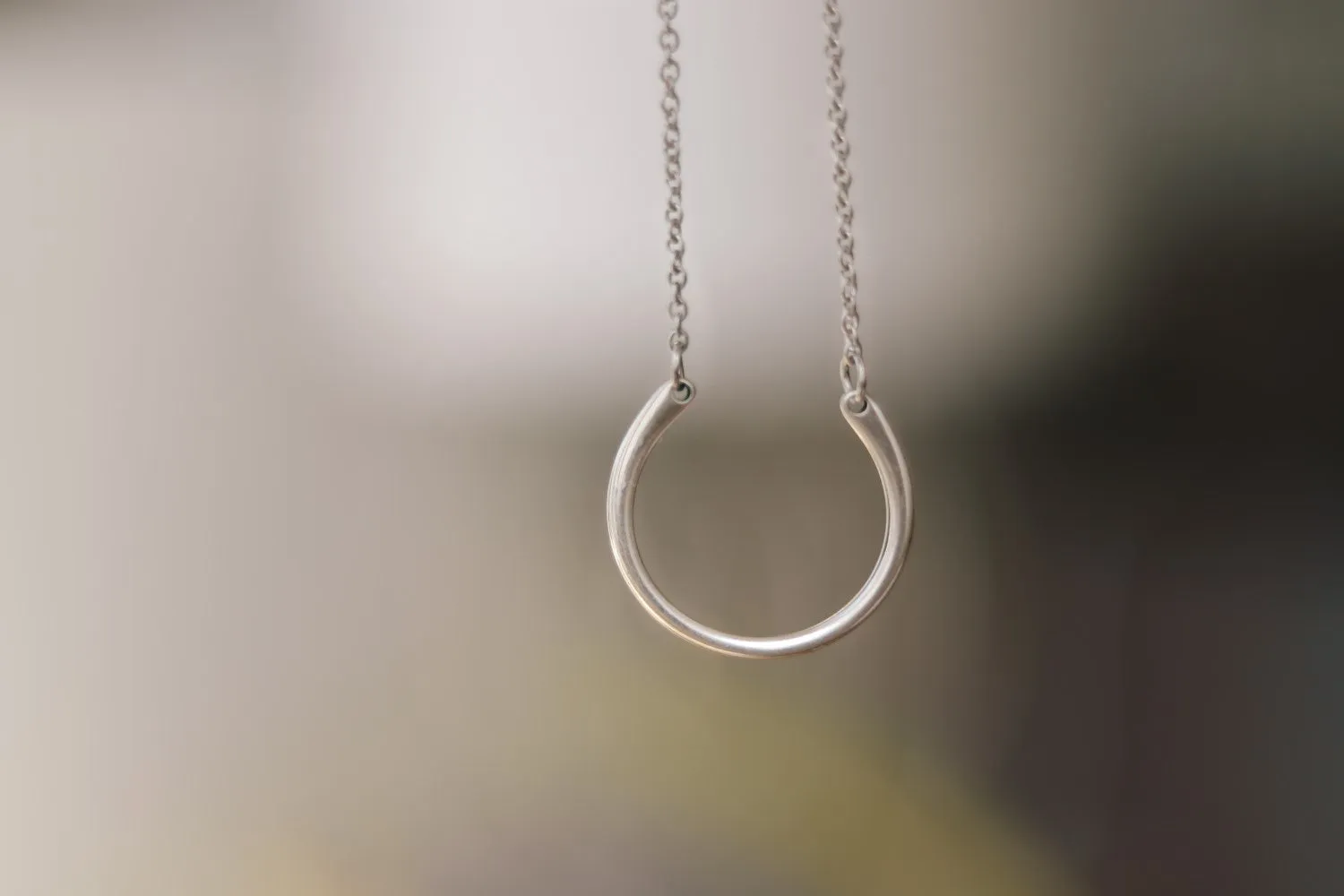 Karma necklace for men, men's necklace with a silver open half circle pendant, chain necklace