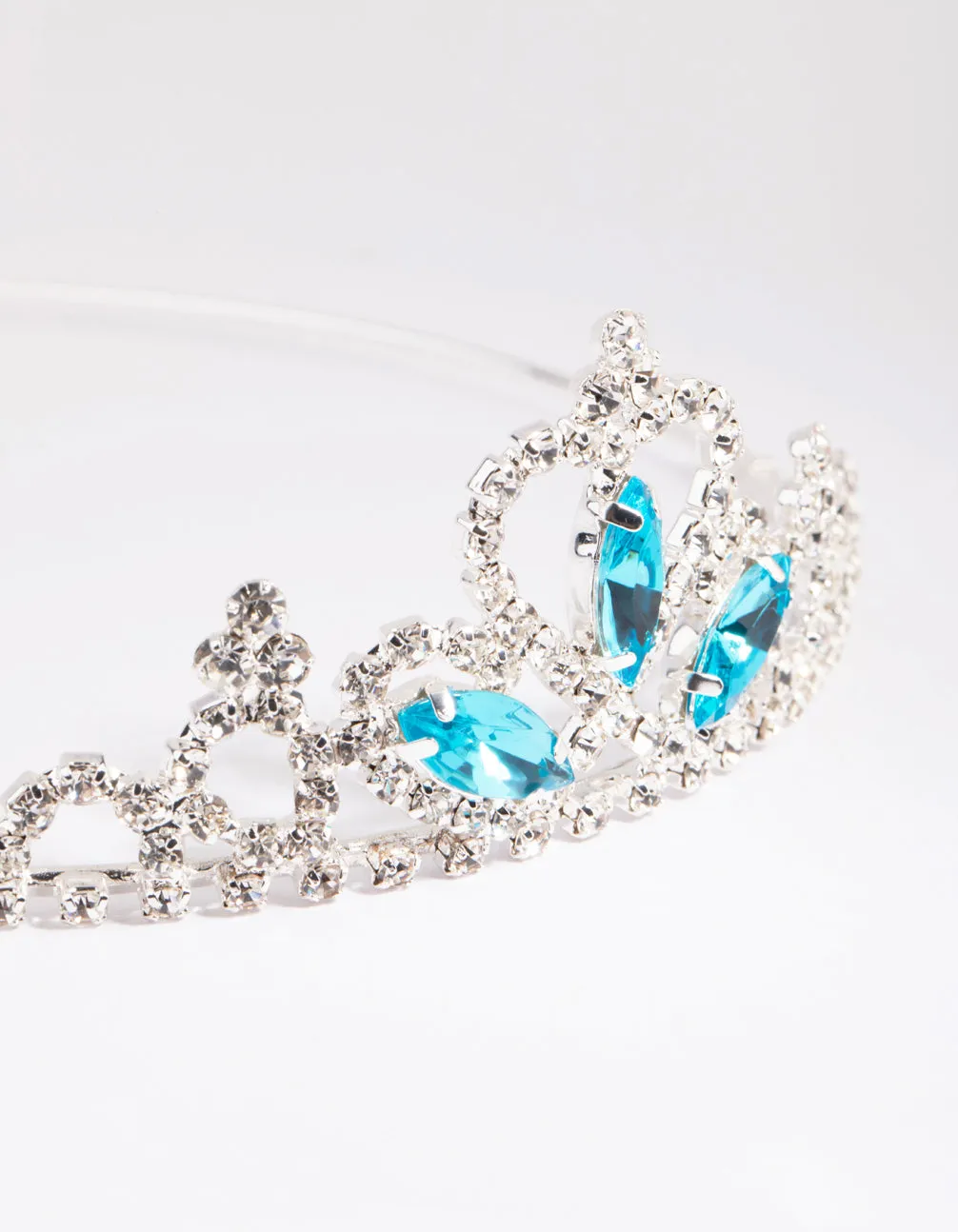 Kids Silver & Aqua Diamante Tiara Headband