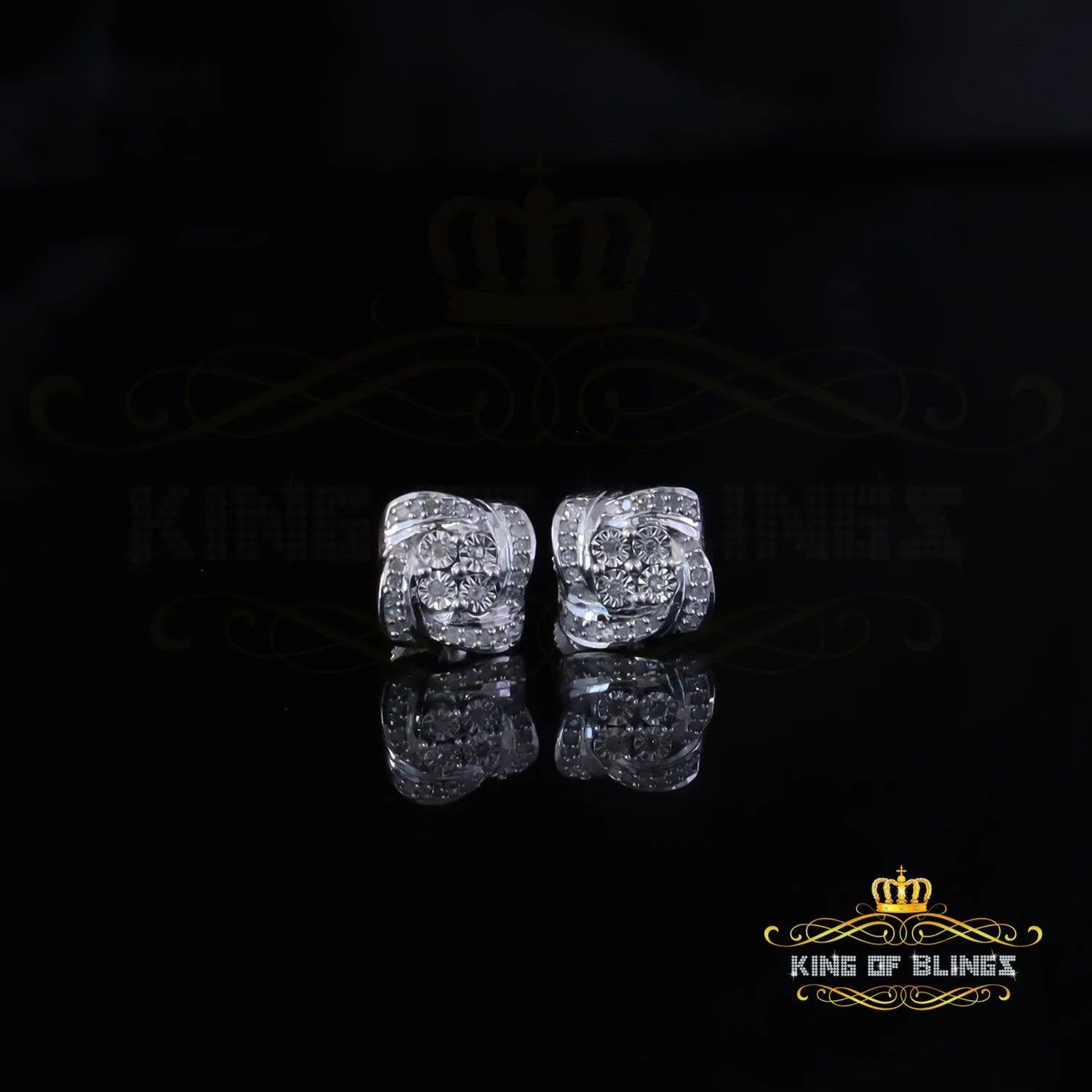 King Of Bling's 0.25ct Diamond 925 Sterling Silver White for Men's & Women Stud SWRILL Earrings