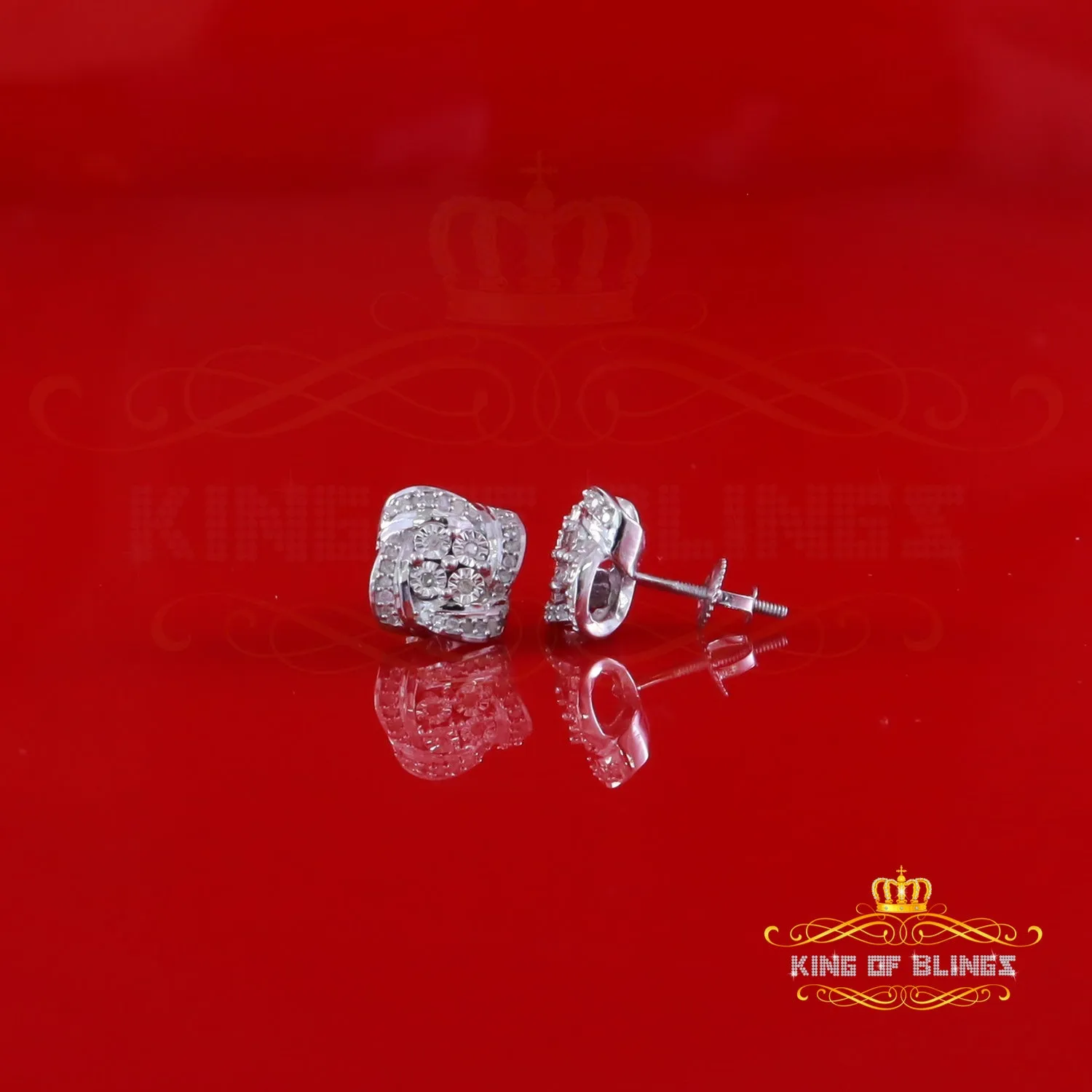 King Of Bling's 0.25ct Diamond 925 Sterling Silver White for Men's & Women Stud SWRILL Earrings