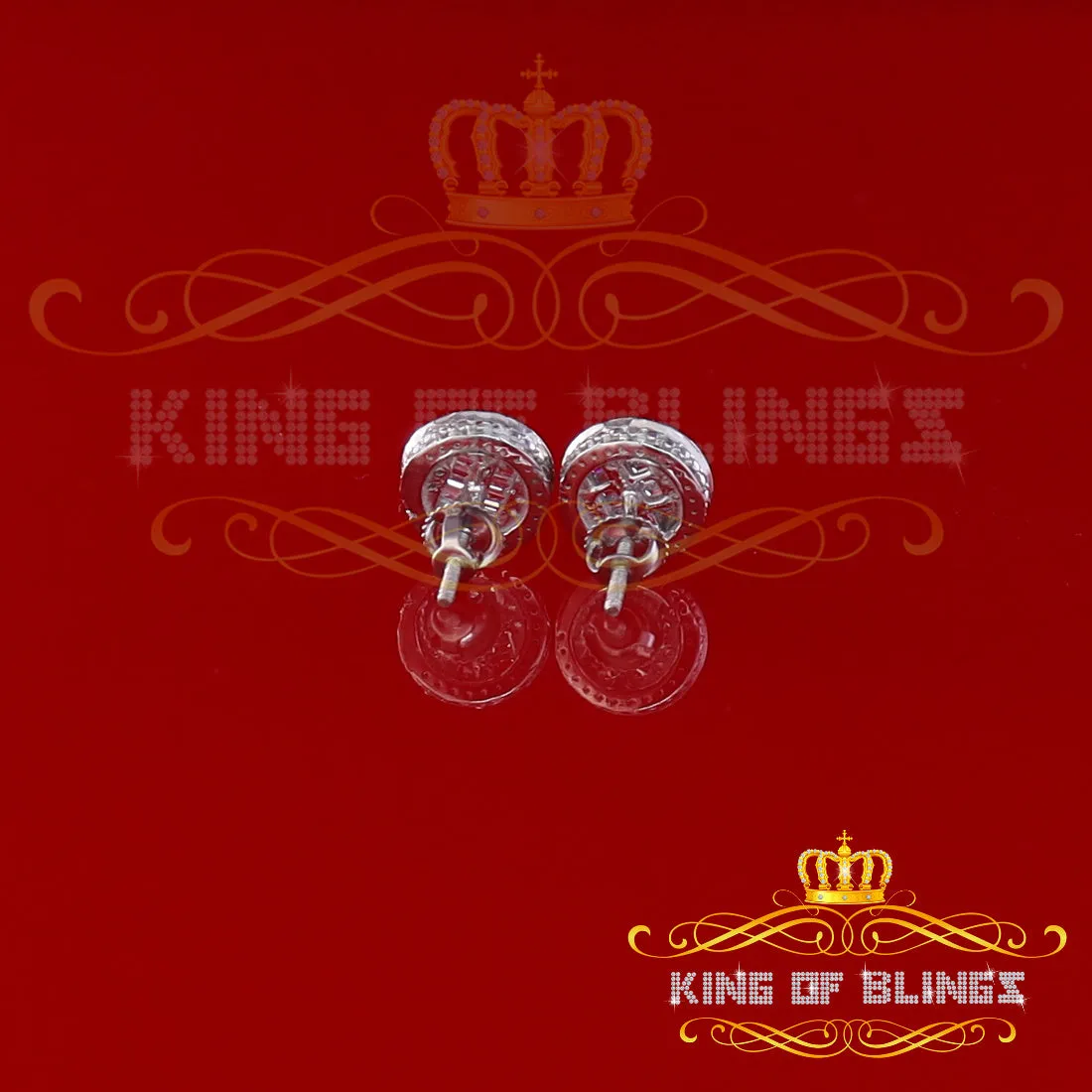 King of Blings- 0.91ct Cubic Zirconia Hip Hop Screw Back White925 Silver Women's & Men's Earring