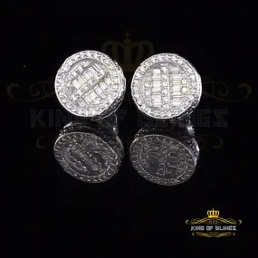 King of Blings- 0.91ct Cubic Zirconia Hip Hop Screw Back White925 Silver Women's & Men's Earring