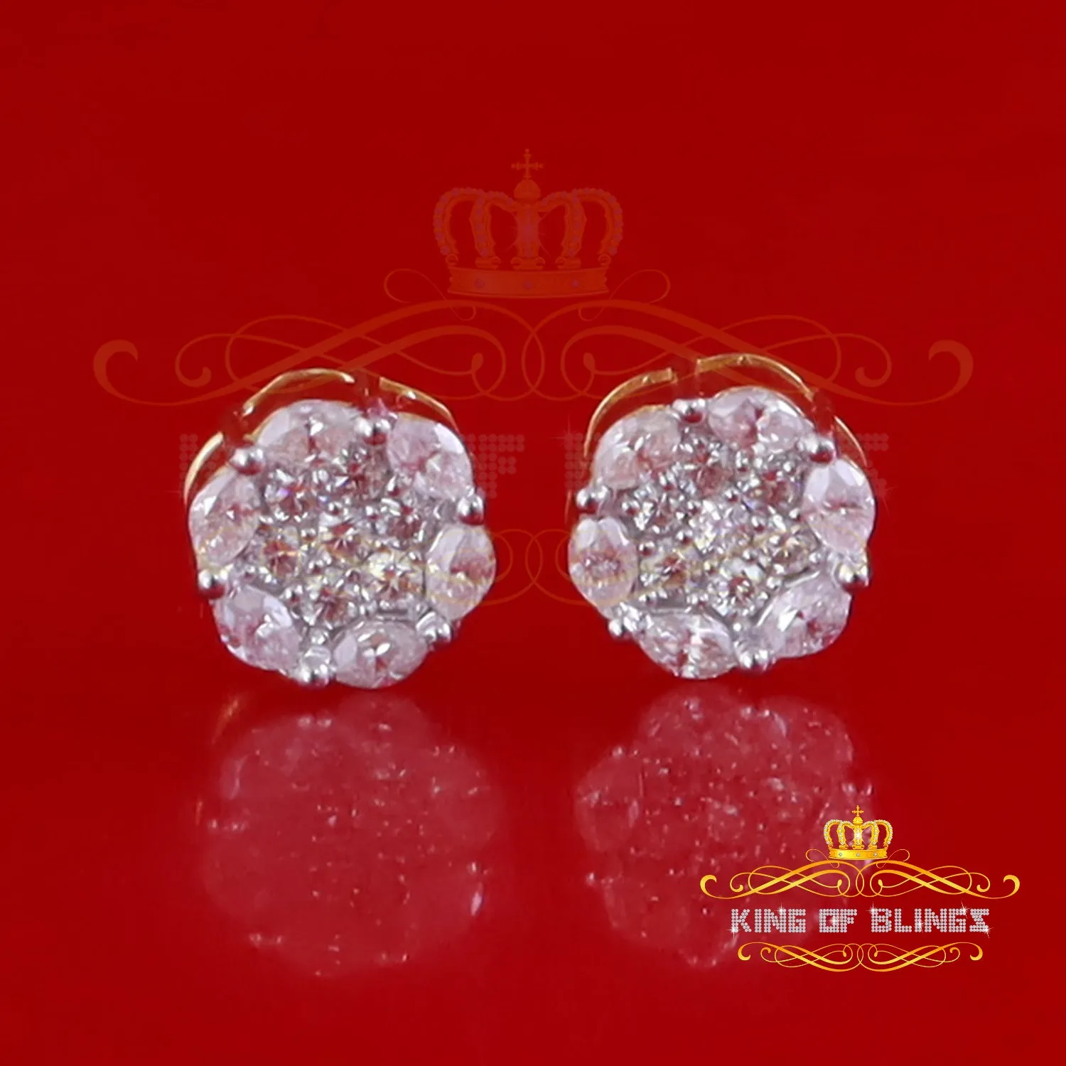 King  of Bling's 925 Silver Yellow flower VVS' D Women's Marquise Stud Earrings 1.00ct moissanite