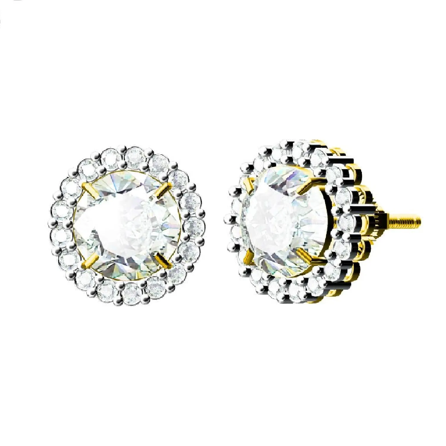 King of Bling's 925 Yellow Silver 4.42ct Cubic Zirconia Women's & Men's Hip Hop Round Earrings