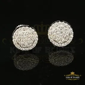 King of Blings- Aretes Para Hombre 925 White Silver Women's & Men Cubic Zirconia Round Earring