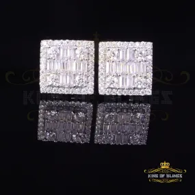 King of Bling's Men's/Women's 925 Silver White 1.00ct VVS 'D' Moissanite Square Stud Earrings