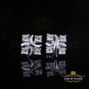 King Of Bling's New 0.05ct Diamond 925 Sterling Silver White for Men's & Women Stud XOXO Earring