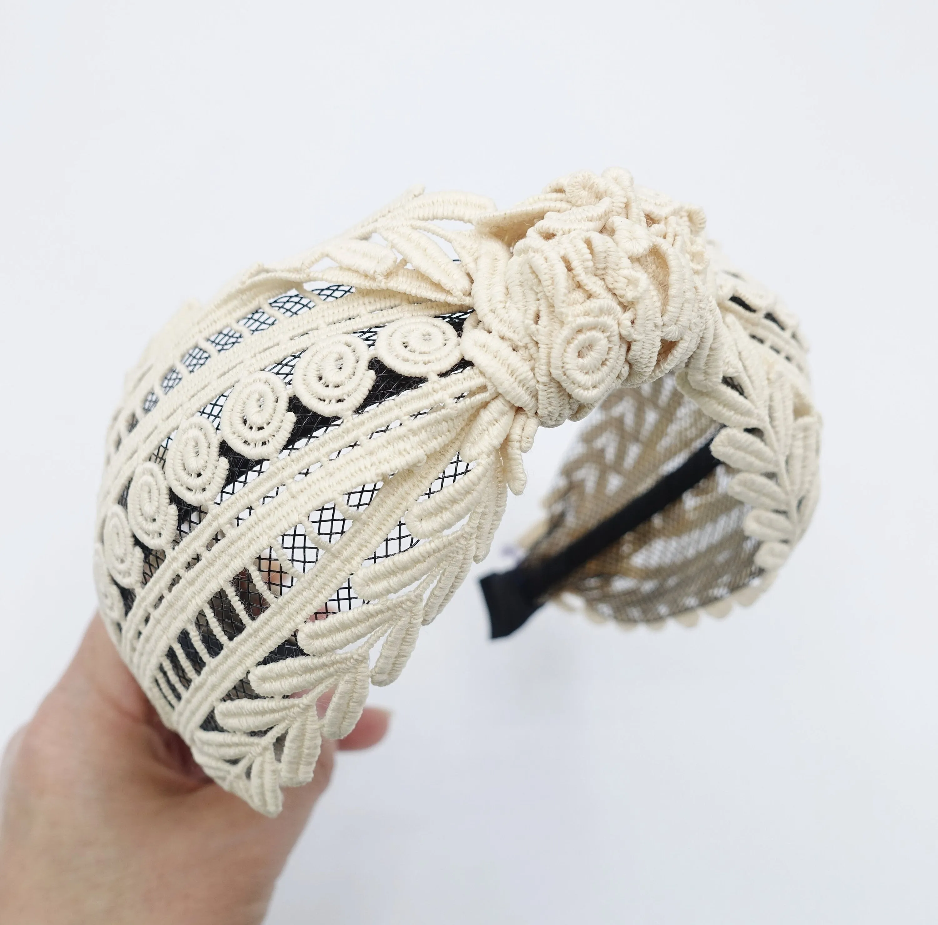 knotted mesh herringbone headband translucent hairband