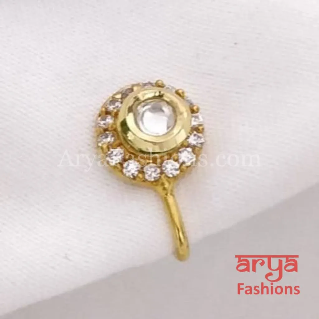 Kundan CZ non piercing nose ring Nosepin/Bridal Nosering/Indian Wedding Jewelry/Bridal NoseClip