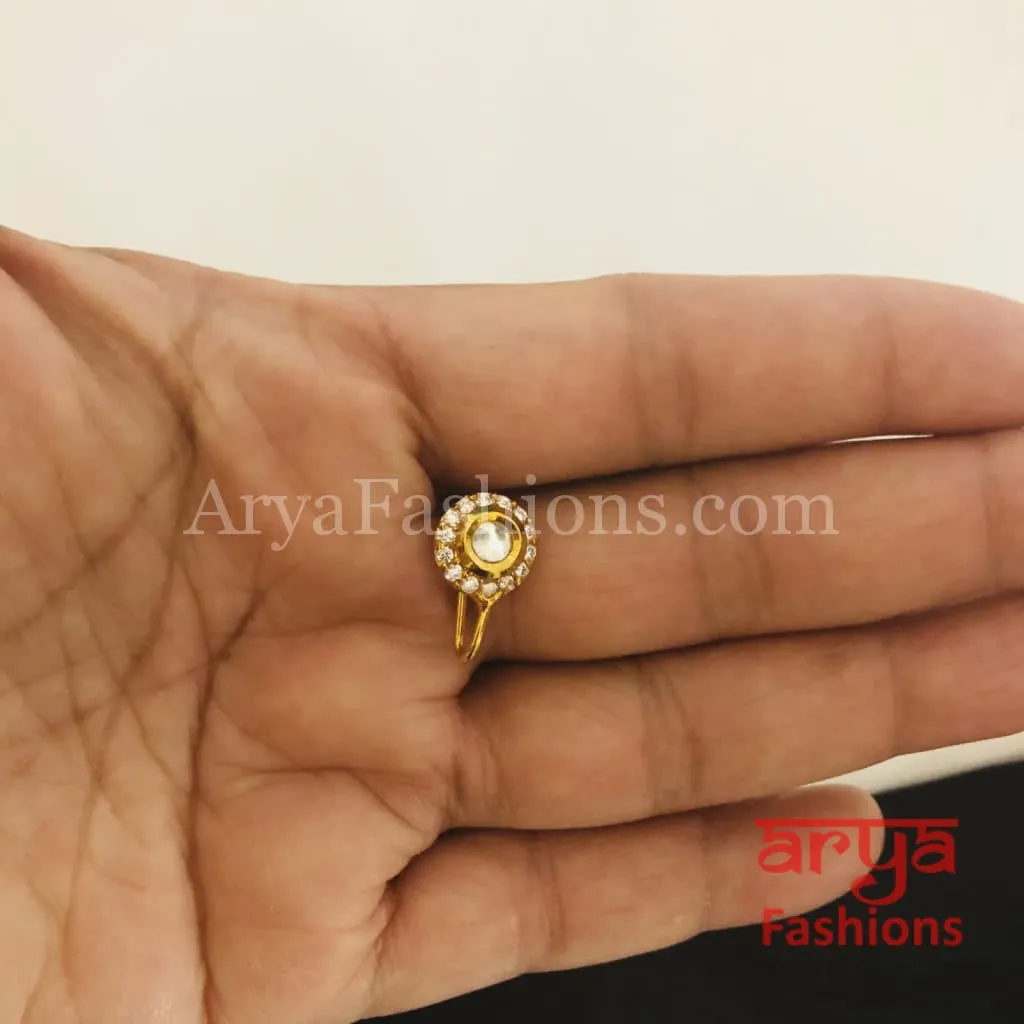 Kundan CZ non piercing nose ring Nosepin/Bridal Nosering/Indian Wedding Jewelry/Bridal NoseClip