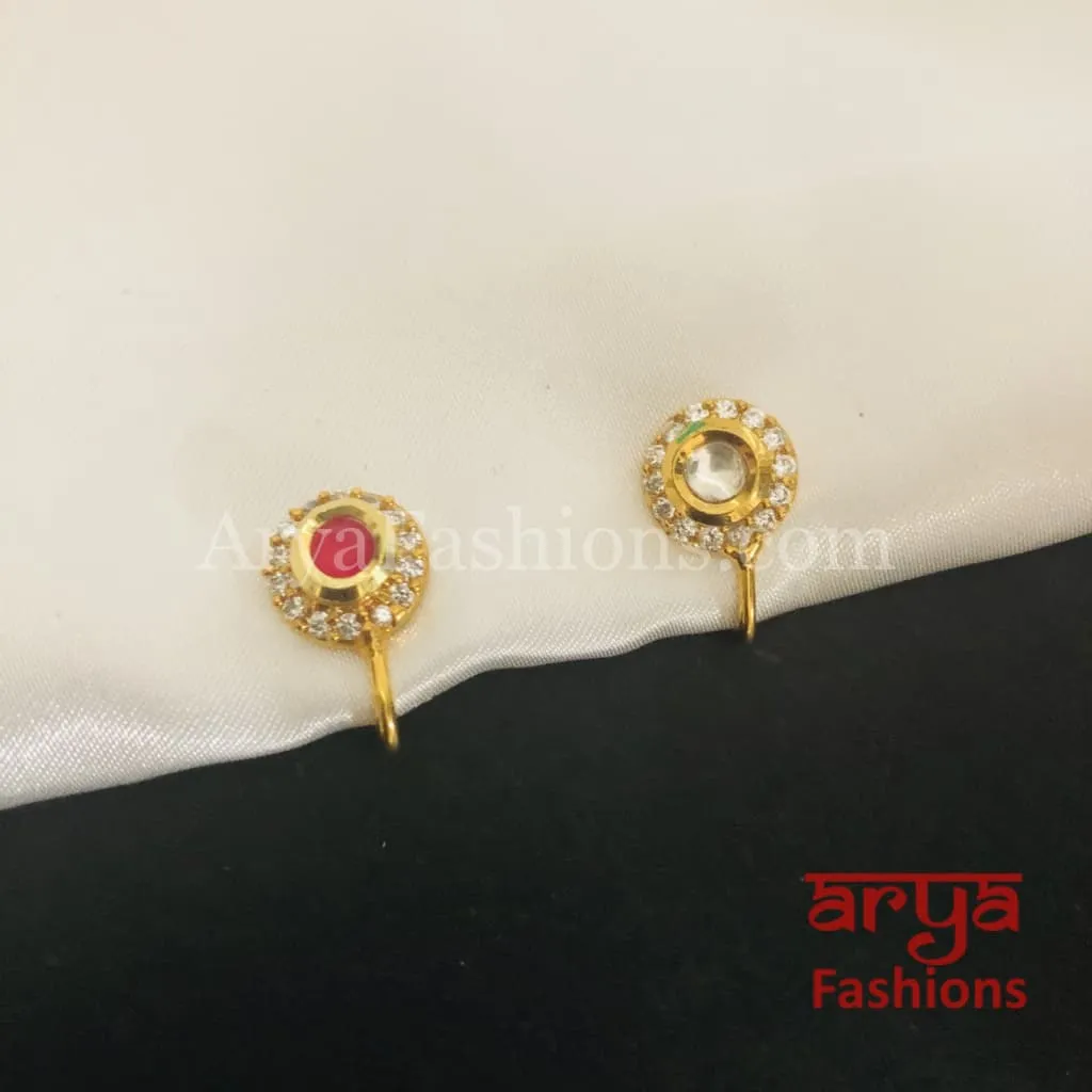 Kundan CZ non piercing nose ring Nosepin/Bridal Nosering/Indian Wedding Jewelry/Bridal NoseClip