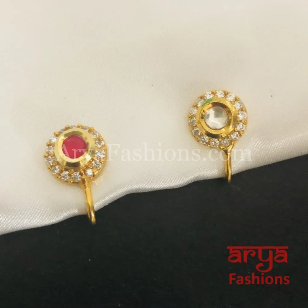 Kundan CZ non piercing nose ring Nosepin/Bridal Nosering/Indian Wedding Jewelry/Bridal NoseClip