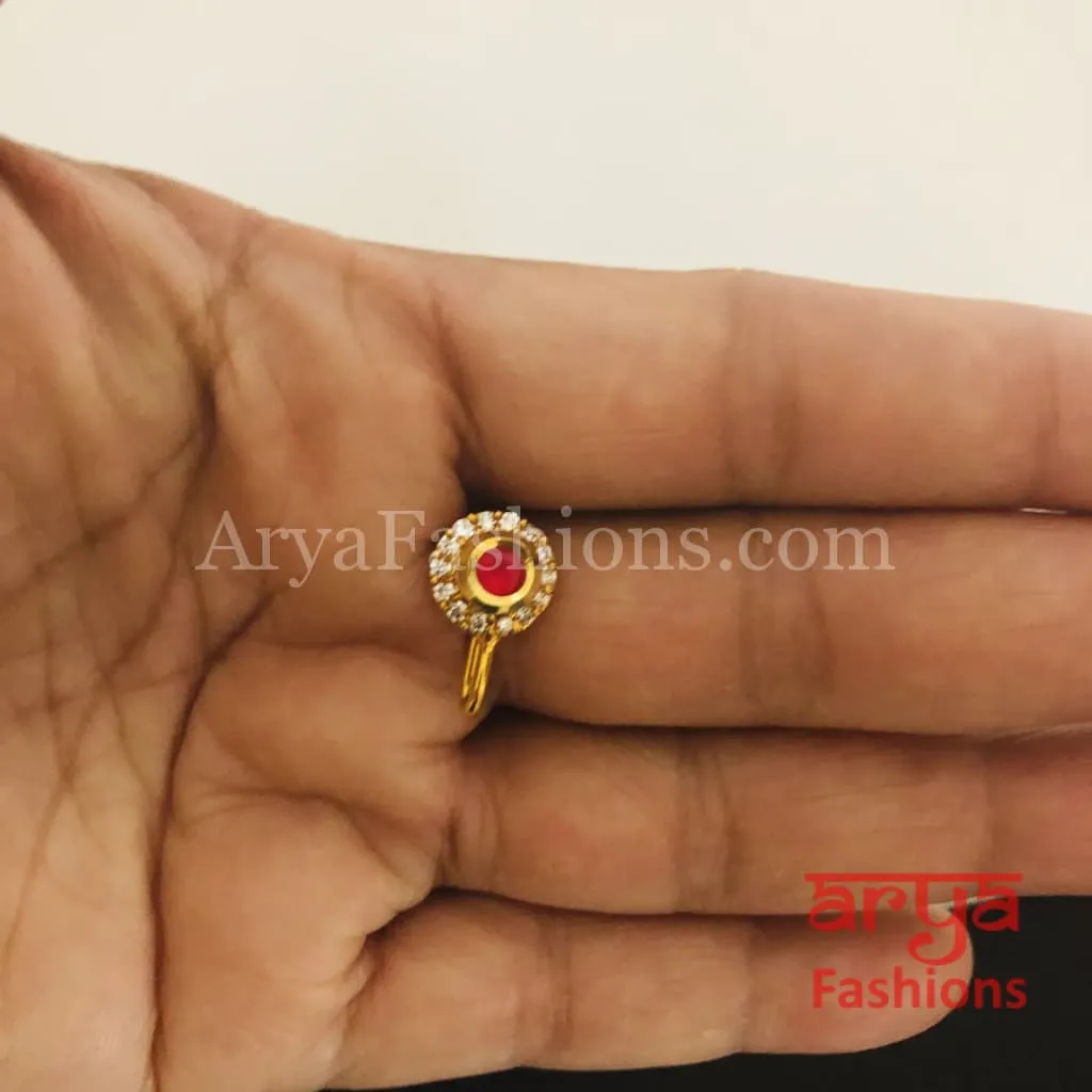 Kundan CZ non piercing nose ring Nosepin/Bridal Nosering/Indian Wedding Jewelry/Bridal NoseClip