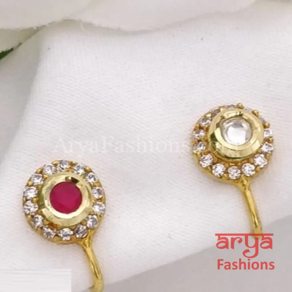 Kundan CZ non piercing nose ring Nosepin/Bridal Nosering/Indian Wedding Jewelry/Bridal NoseClip