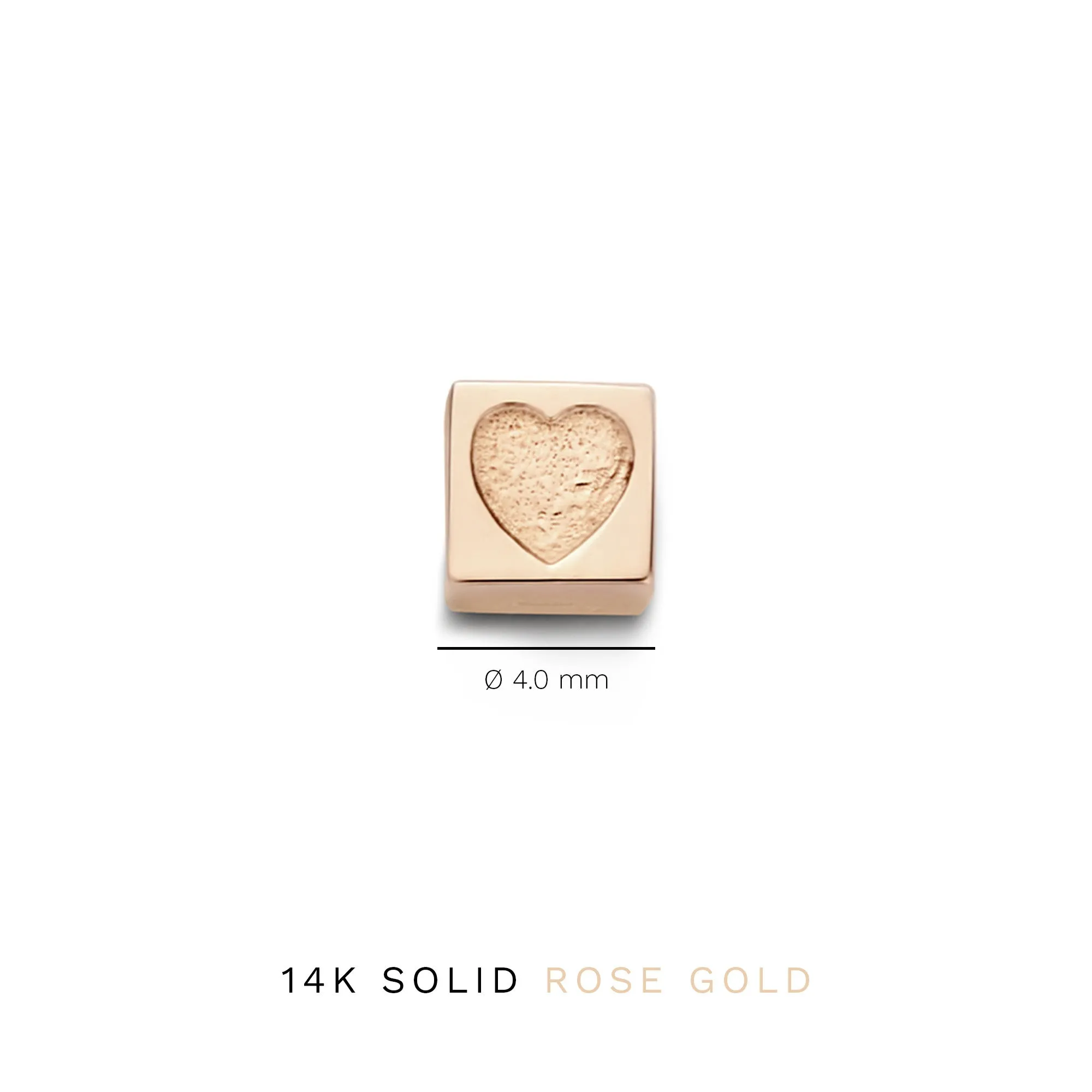 La Concorde Felie 14 karat rose gold cube charm with heart