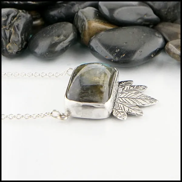 Labradorite Feather Pendant