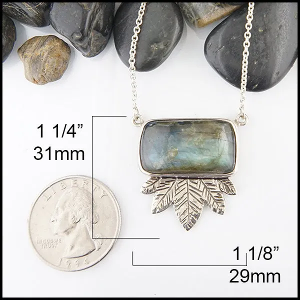 Labradorite Feather Pendant