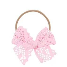 Lace Bow - Bubblegum Crochet Headband