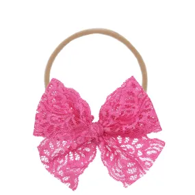 Lace Bow - Strawberry Headband