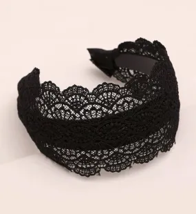 Lace Wide Headband, Black