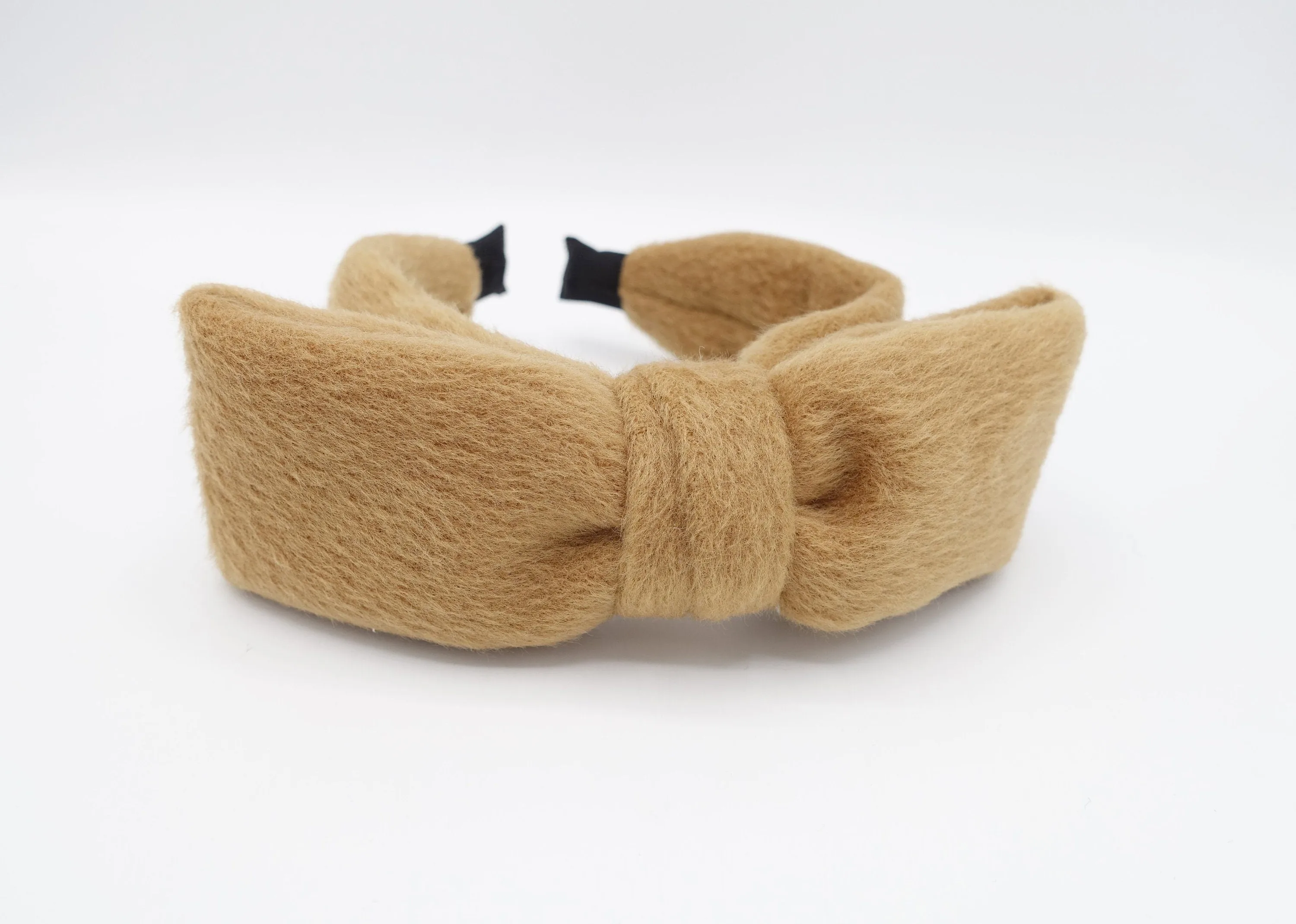 lambswool bow headband Winter fur fashion wool hairband women hair accessory