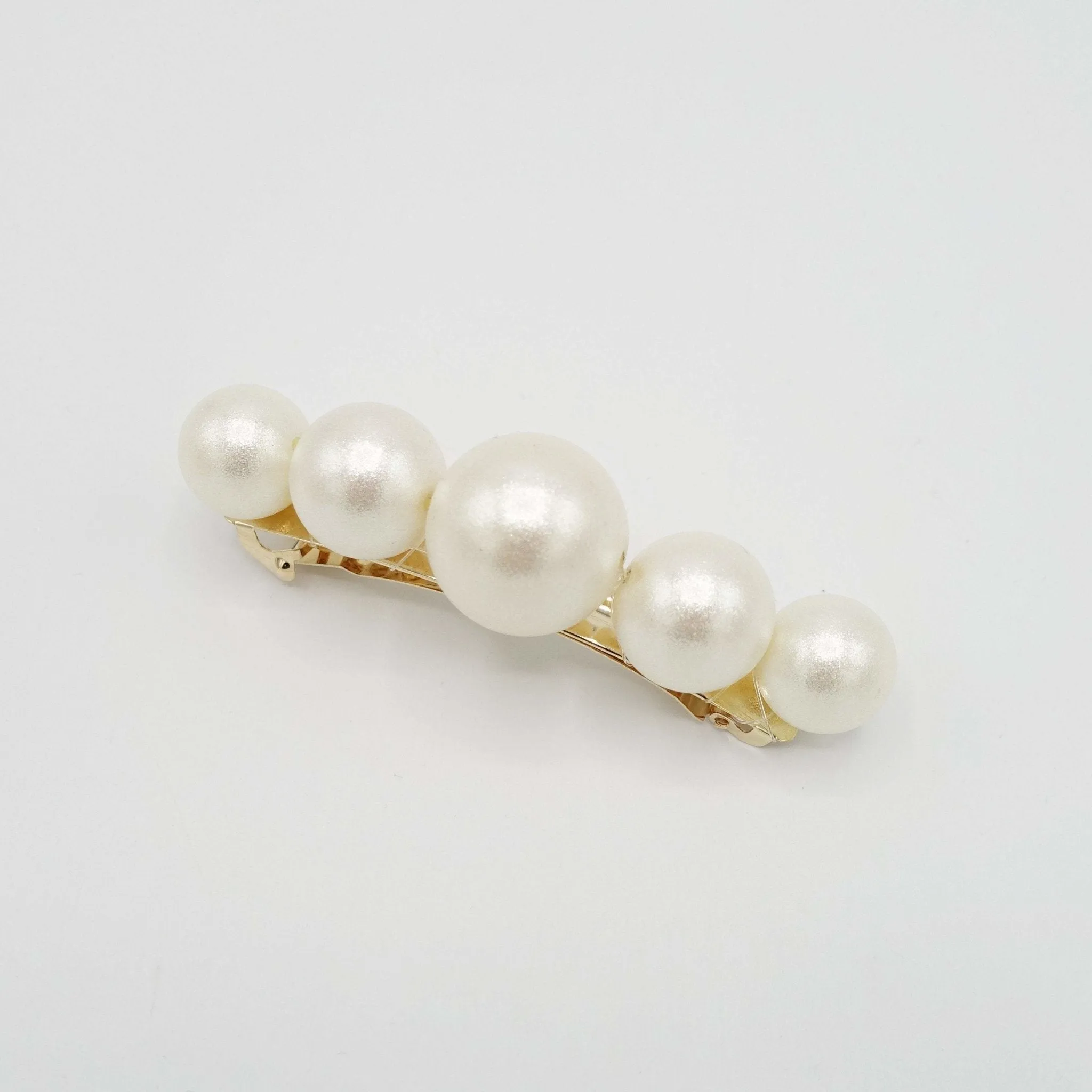 large cotton pearl ball beaded hair barrette