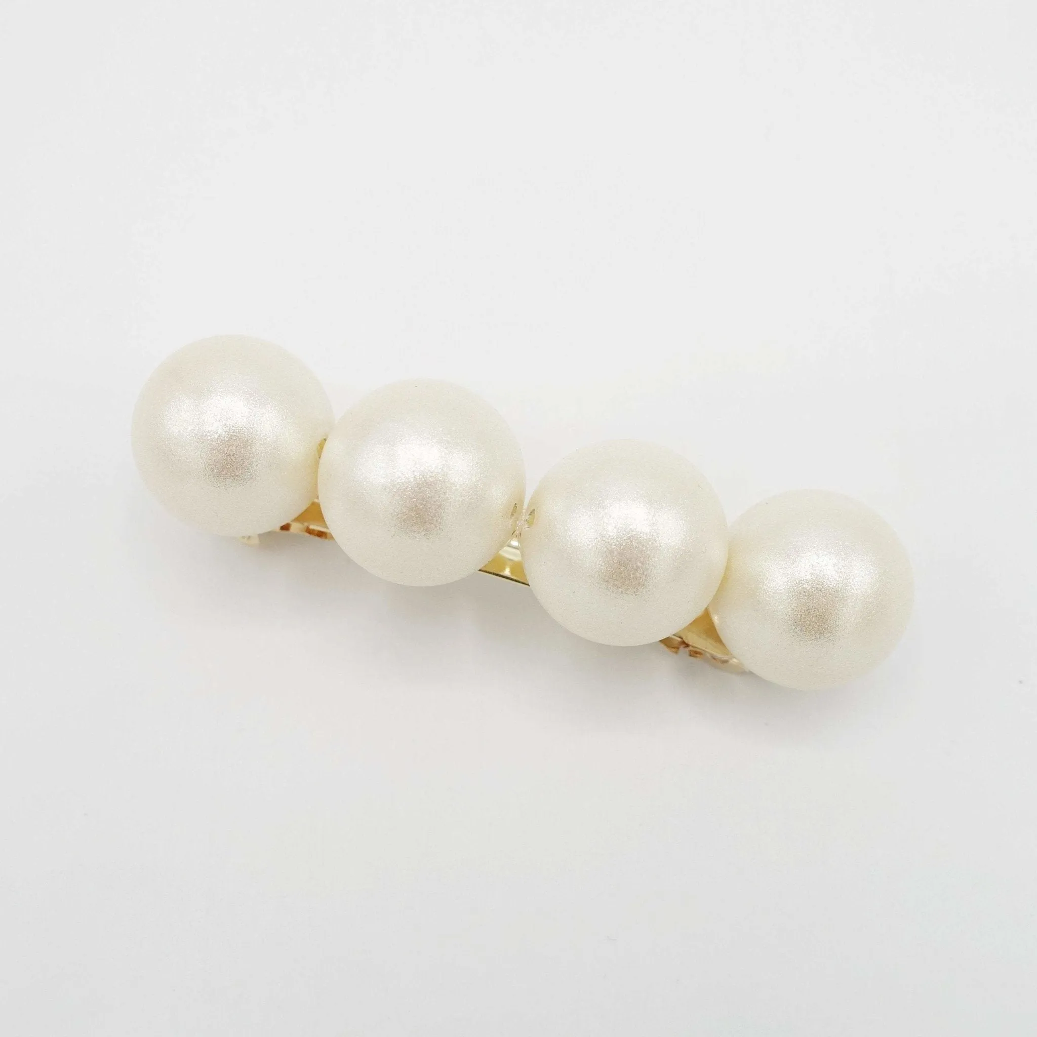 large cotton pearl ball beaded hair barrette