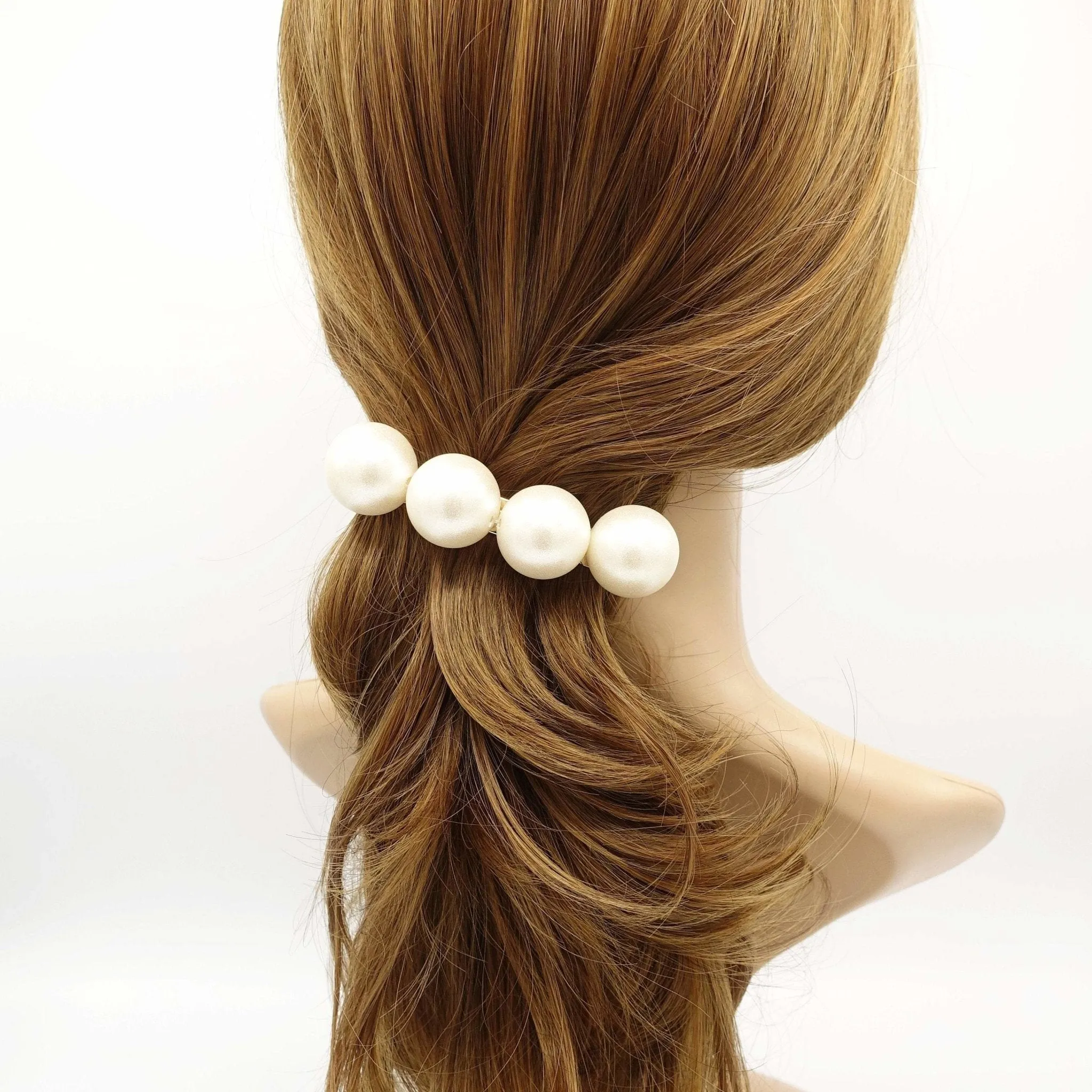 large cotton pearl ball beaded hair barrette