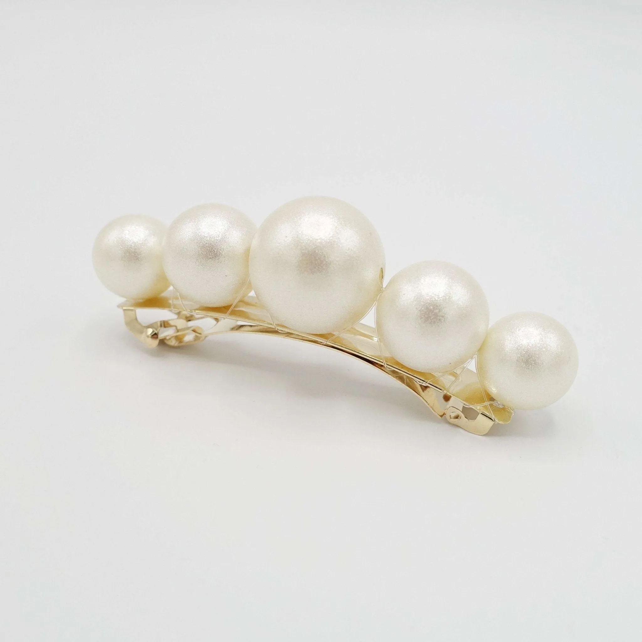 large cotton pearl ball beaded hair barrette