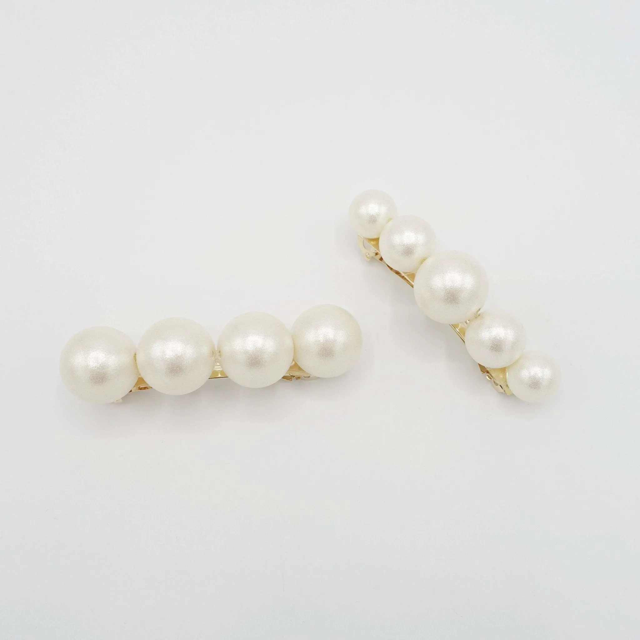 large cotton pearl ball beaded hair barrette