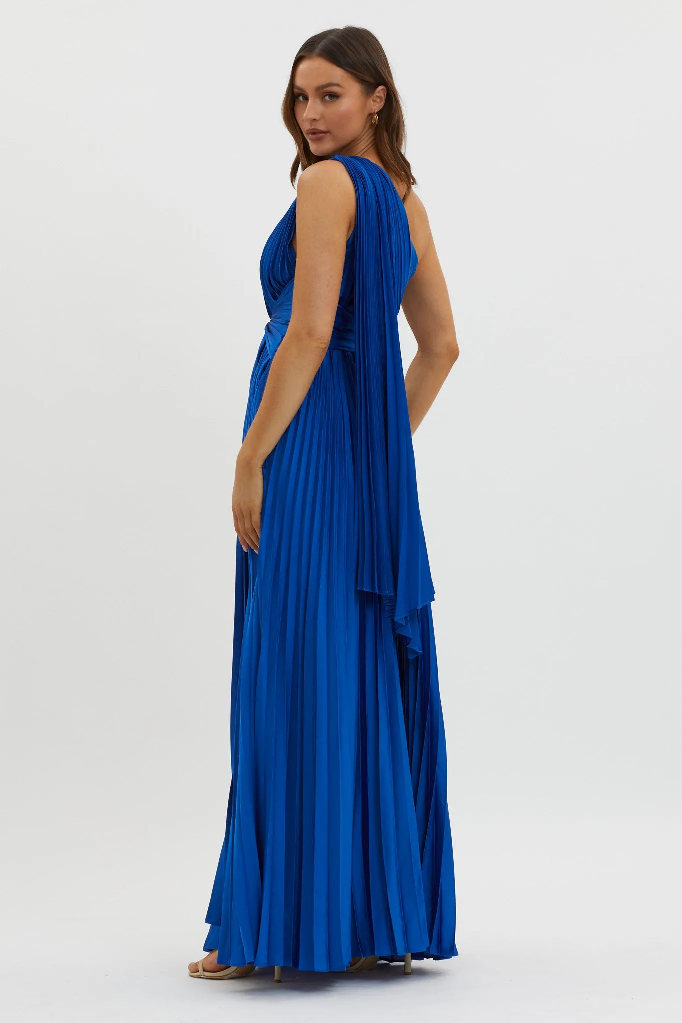 Laxmi Accordion Pleat Maxi Dress Royal Blue