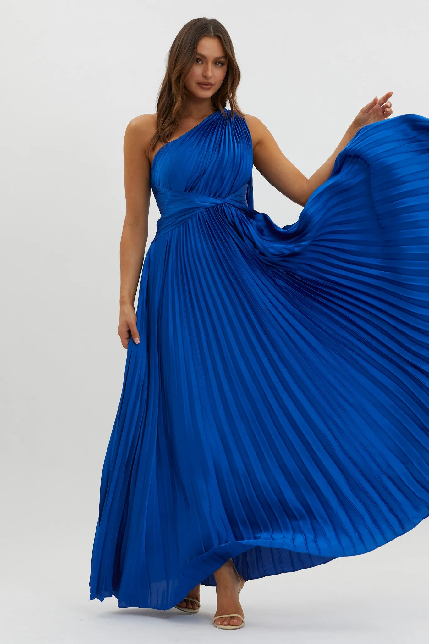 Laxmi Accordion Pleat Maxi Dress Royal Blue