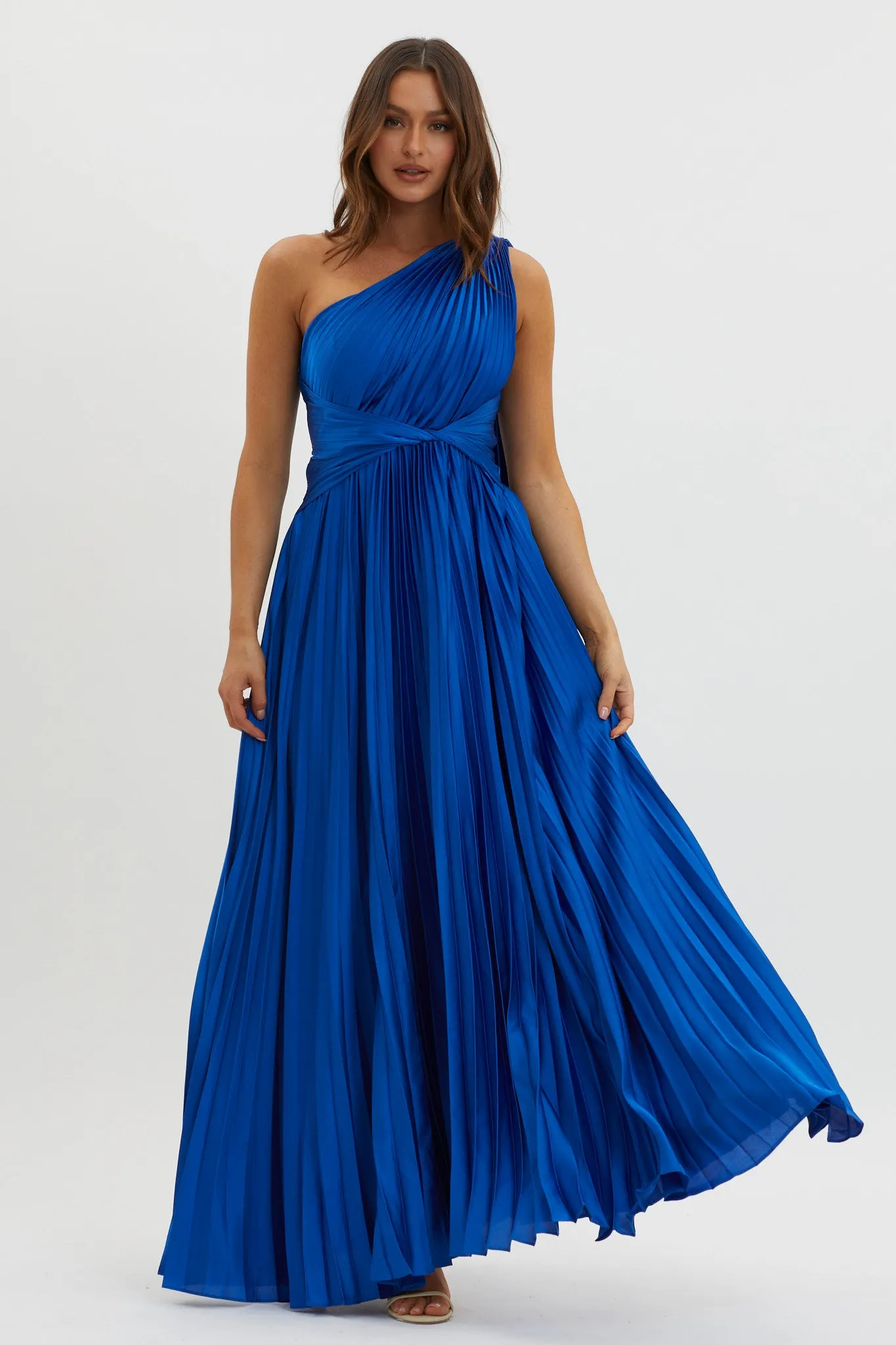 Laxmi Accordion Pleat Maxi Dress Royal Blue