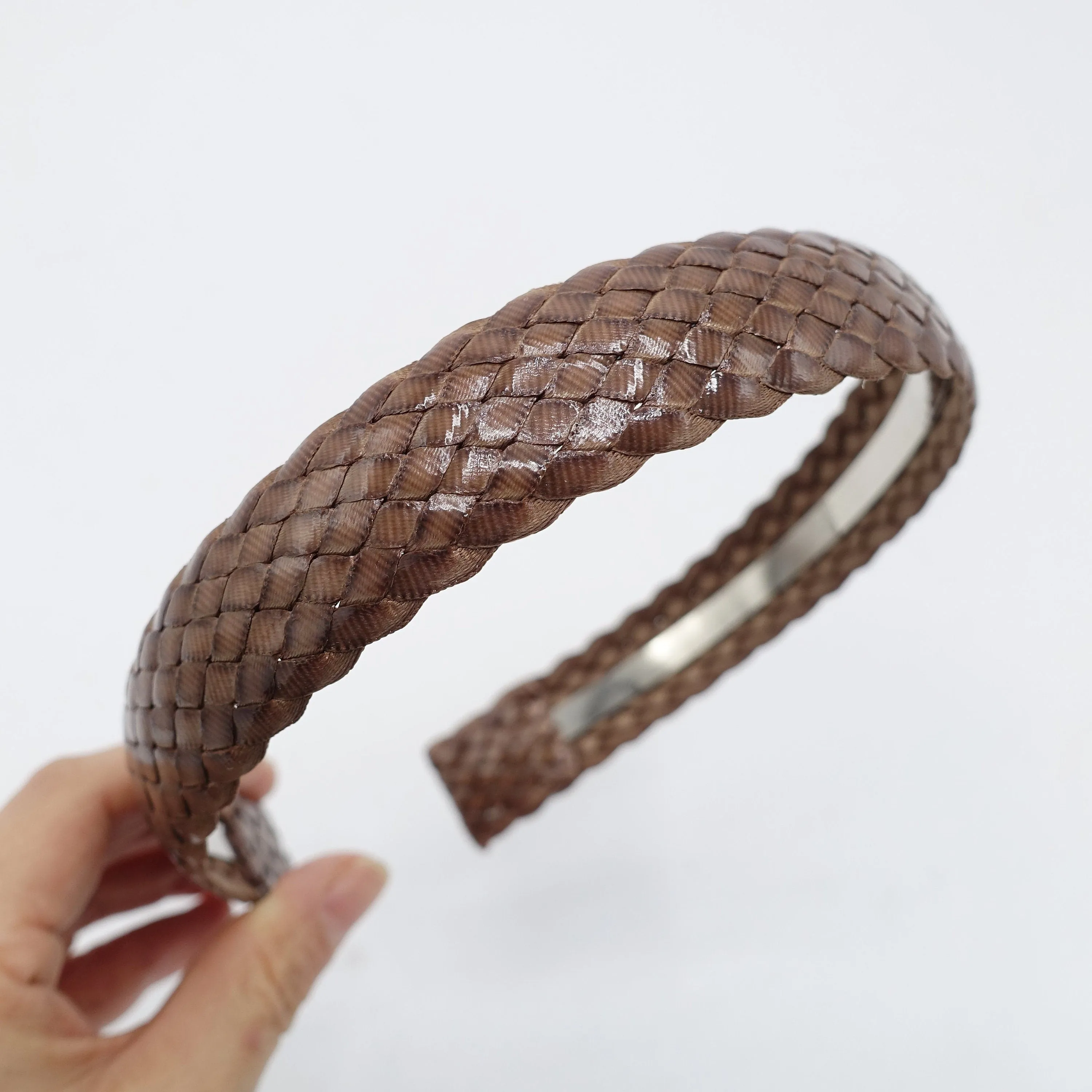 leather braided headband flat hairband hair accessory for women