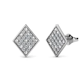 Lennon18k White Gold Plated Diamond Shaped Stud Earrings