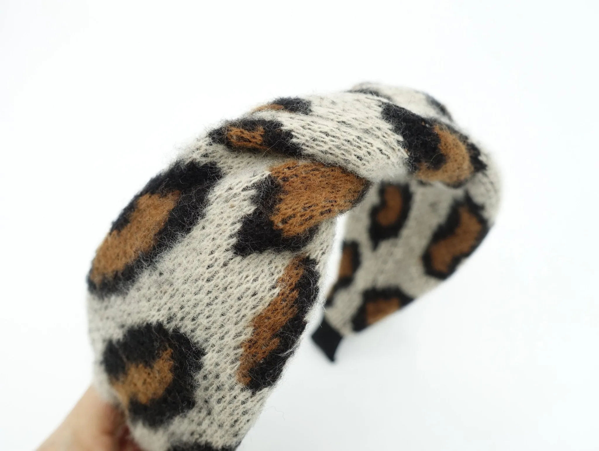 leopard knit twist headband Fall Winter hairband women hair accessory