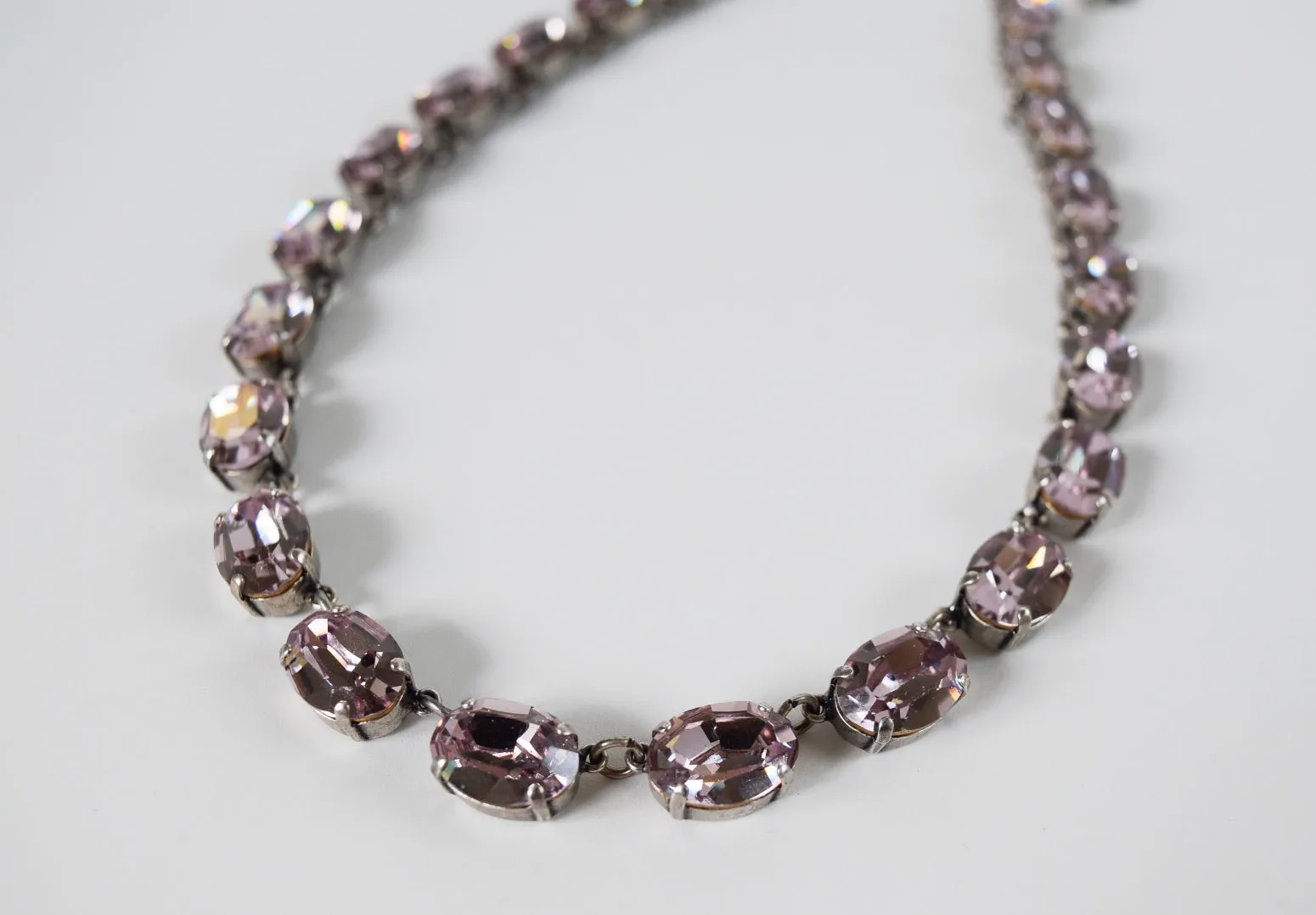 Light Amethyst Purple Swarovski Crystal Necklace - Medium Oval