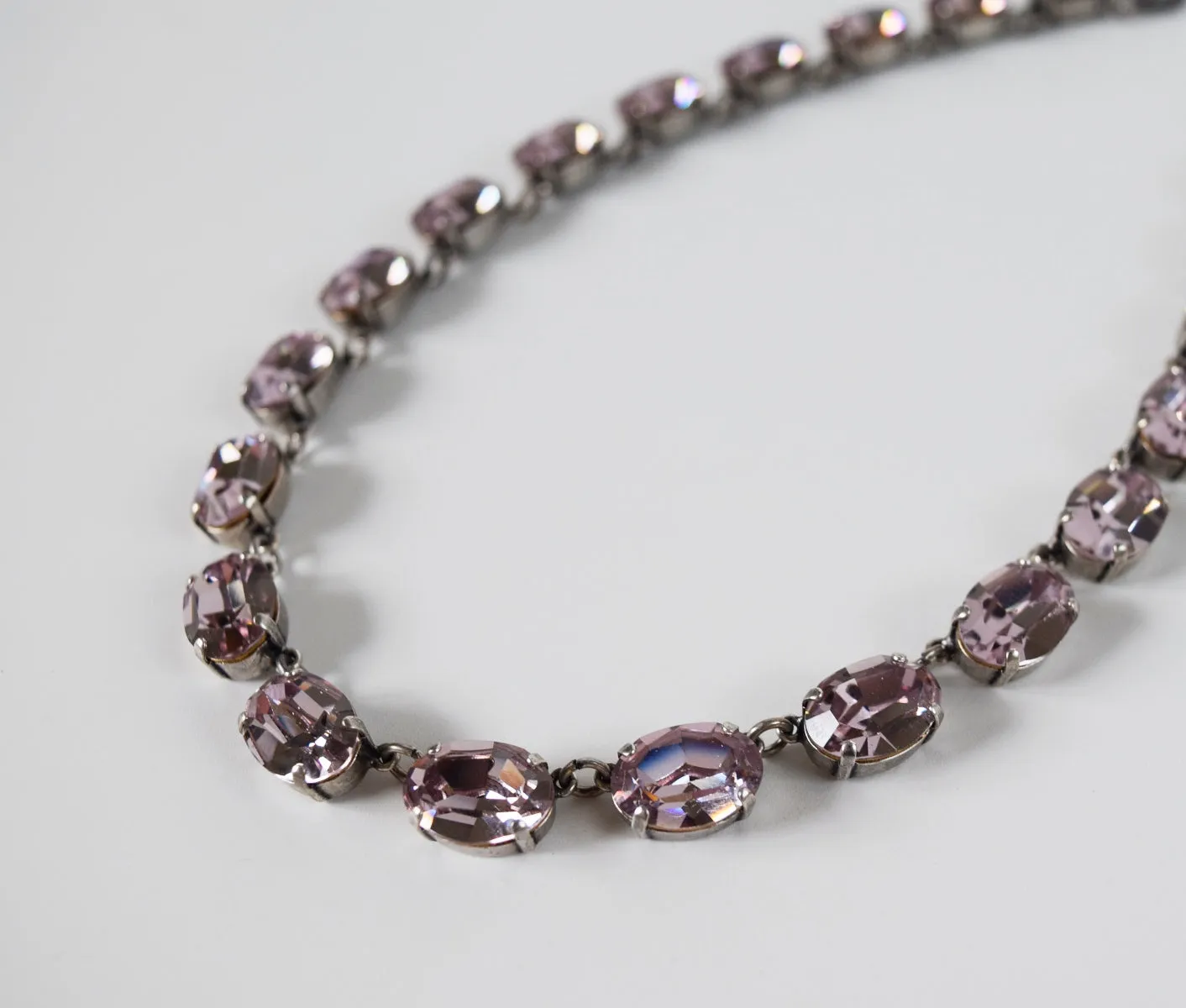 Light Amethyst Purple Swarovski Crystal Necklace - Medium Oval