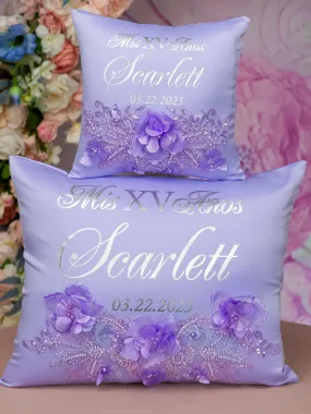 Lilac quinceanera pillows set