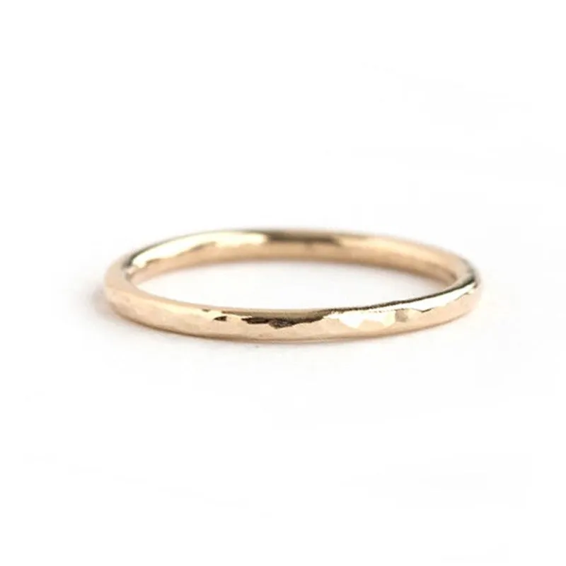 LINA 14k Hammered Yellow Gold Band