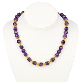 Lincoln Presidential China Inspired Amethyst Bead Necklace with Gold Accent