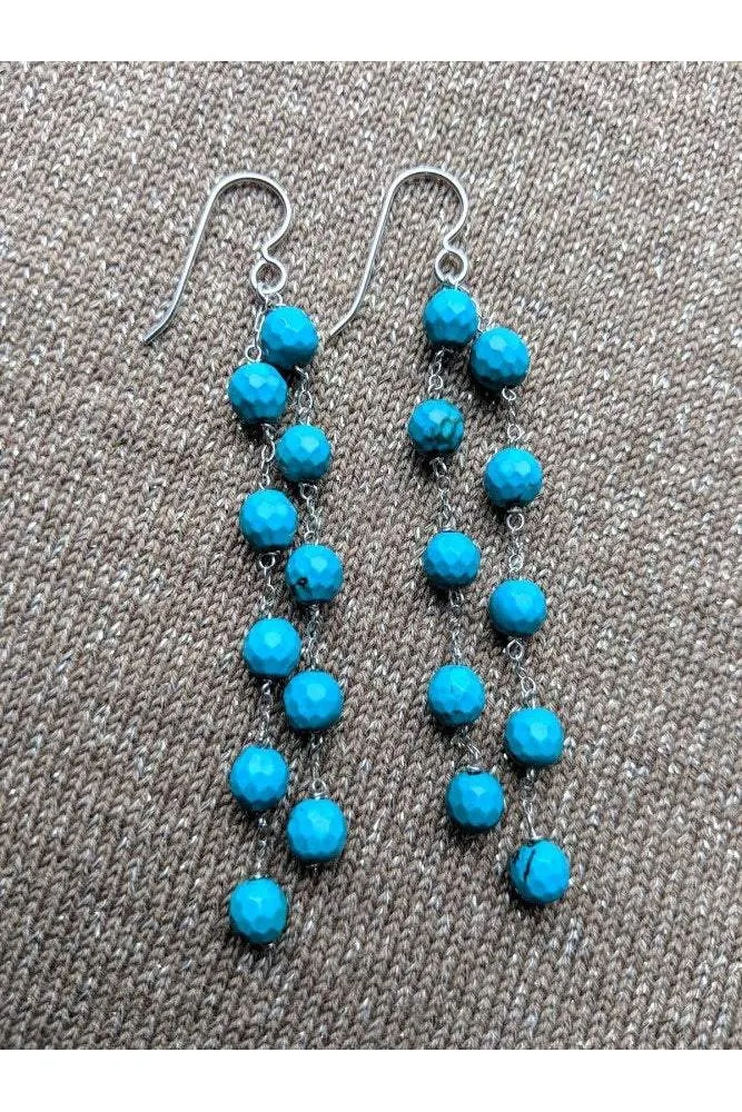 Long blue Turquoise Howlite Earrings