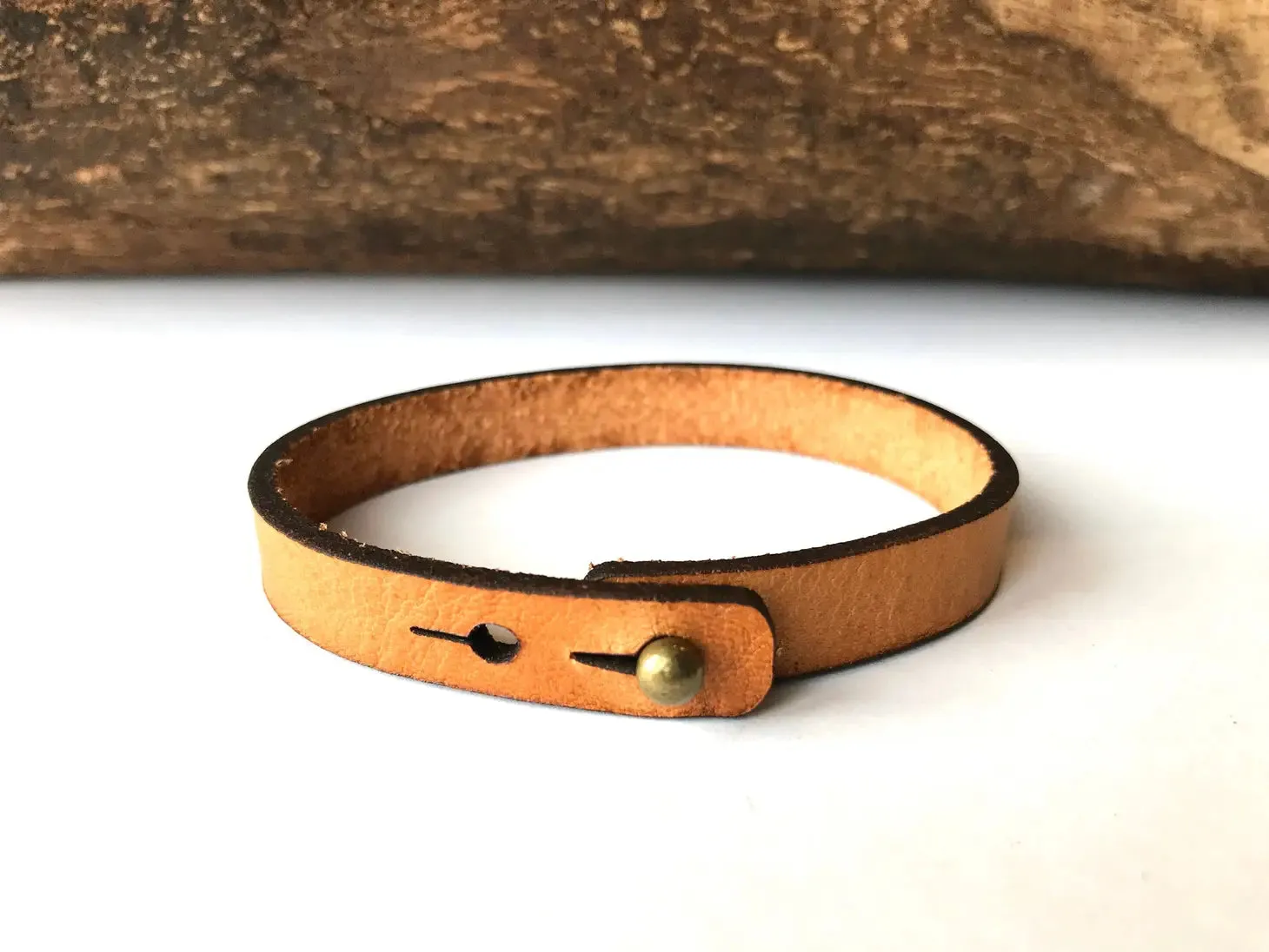 'loved' Engraved Leather Bracelet