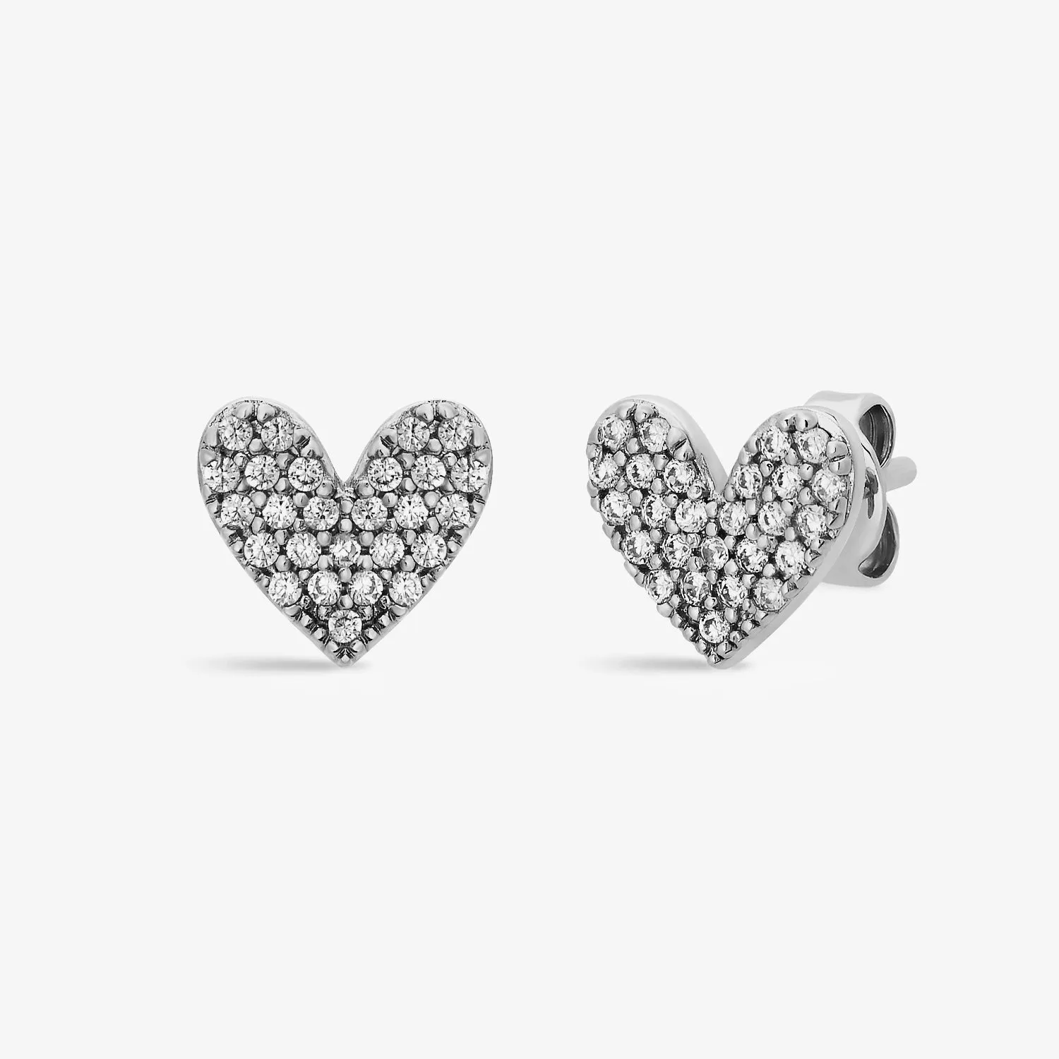 Luxe Pave Heart Stud Earrings