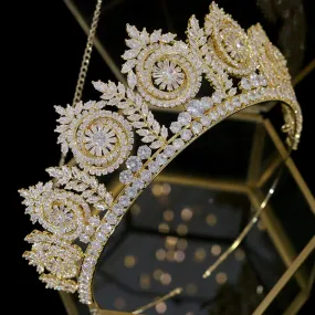 Luxury Gold Large Baroque Crystal Bridal Wedding Crown