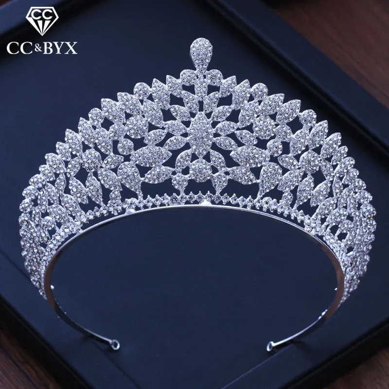 Luxury princess full cz beads engagement wedding bridal hair accessories