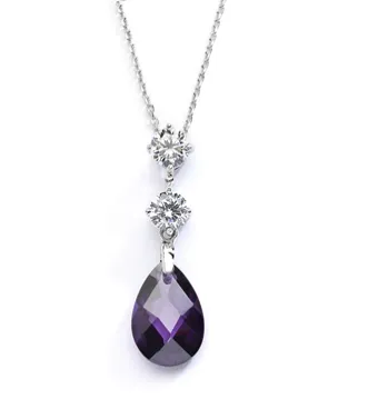 Malia Amethyst Crystal drop pendant necklace