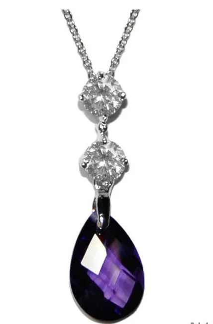 Malia Amethyst Crystal drop pendant necklace