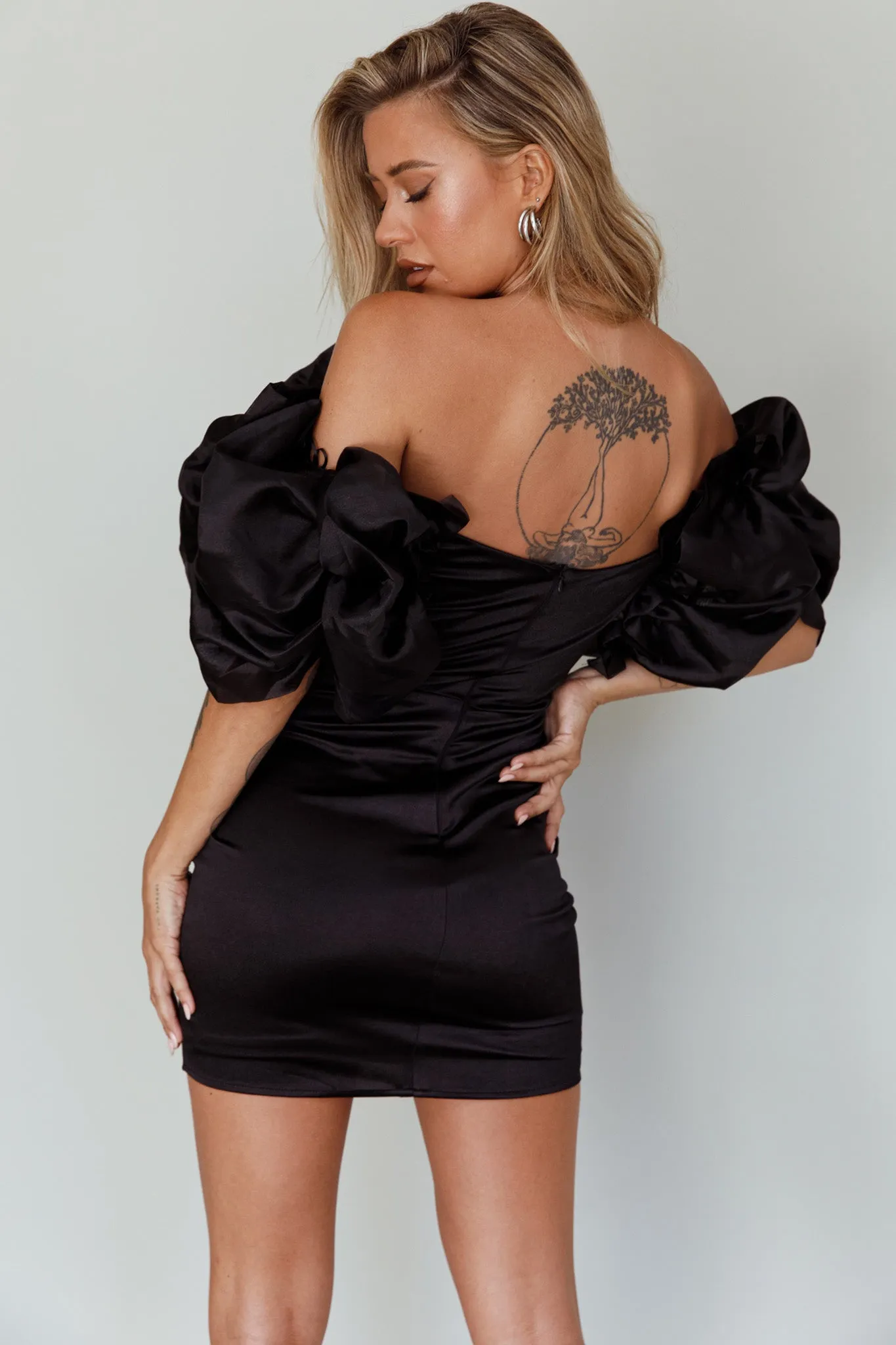 Manhattan Moment Off Shoulder Mini Dress Black